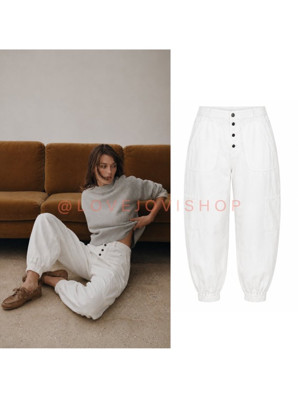 Minimalist | Sundance Cotton Joggers | White Button-Fly Cargo Pants | 6